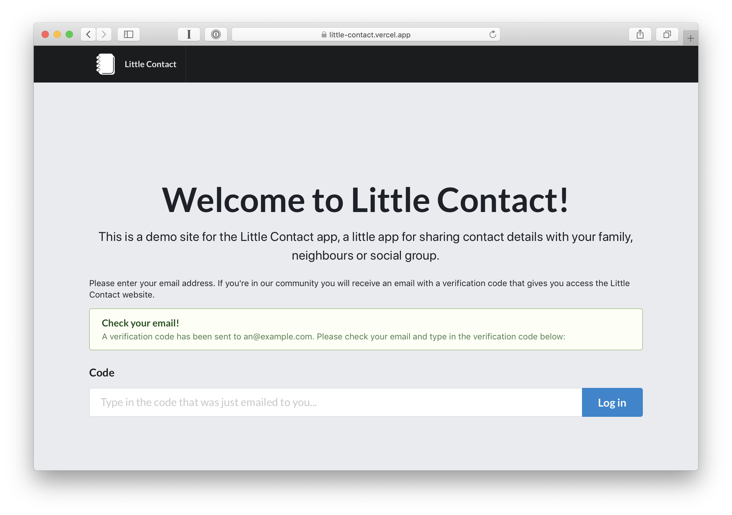 Little Contact verification code