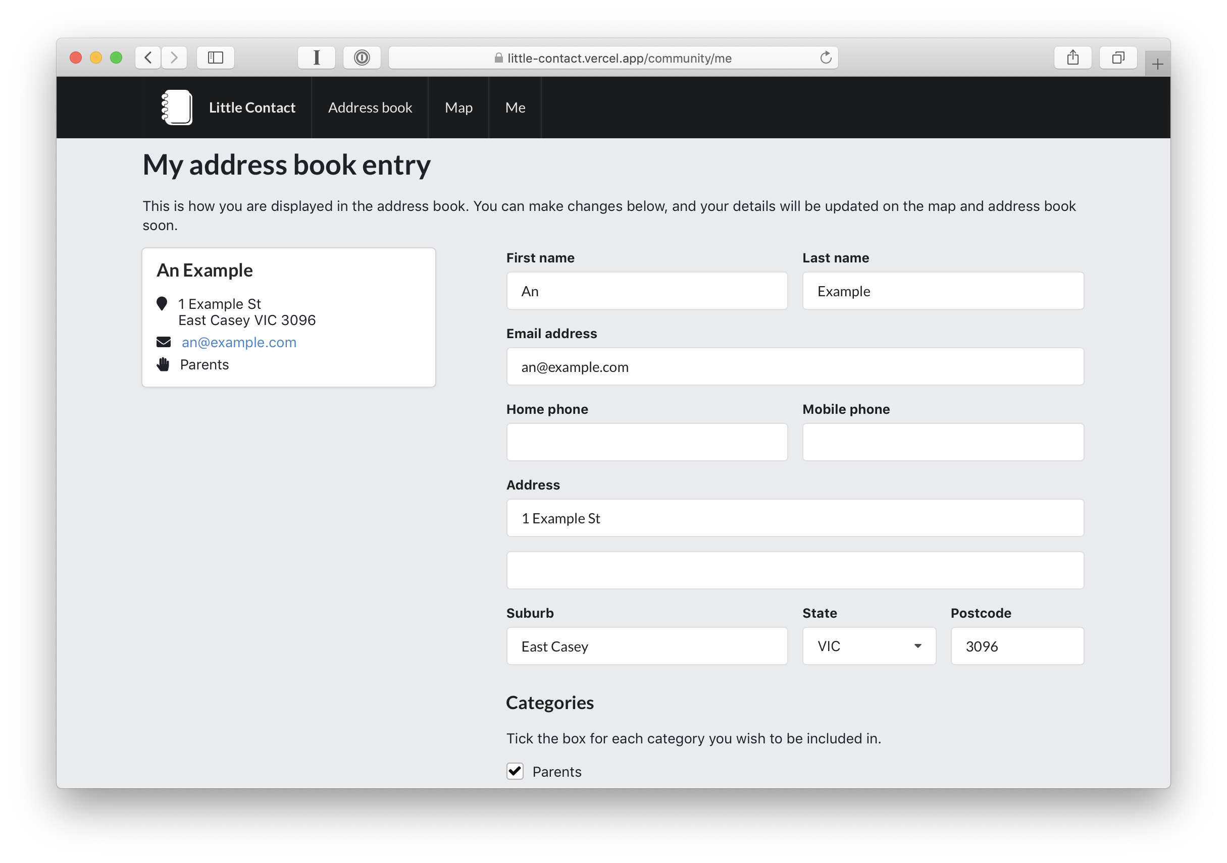 Little Contact update page